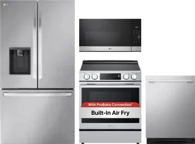 4 Piece Package Includes Refrigerator, Range, Microwave And Dishwasher