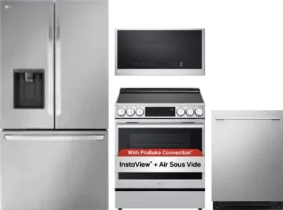 4 Piece Package Includes Refrigerator, Range, Microwave And Dishwasher