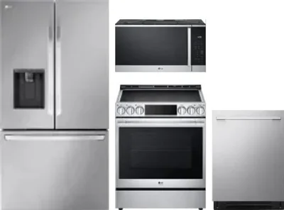 4 Piece Package Includes Refrigerator, Range, Microwave And Dishwasher