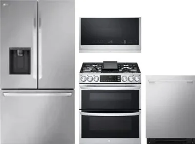 4 Piece Package Includes Refrigerator, Range, Microwave And Dishwasher