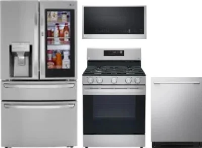 4 Piece Package Includes Refrigerator, Range, Microwave And Dishwasher