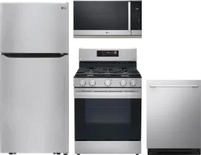 4 Piece Package Includes Refrigerator, Range, Microwave And Dishwasher