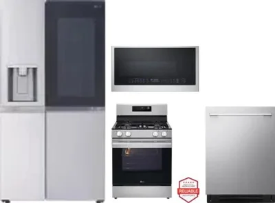 4 Piece Package Includes Refrigerator, Range, Microwave And Dishwasher