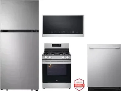 4 Piece Package Includes Refrigerator, Range, Microwave And Dishwasher