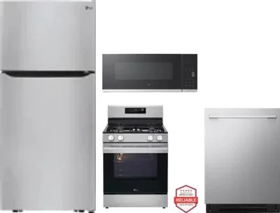 4 Piece Package Includes Refrigerator, Range, Microwave And Dishwasher