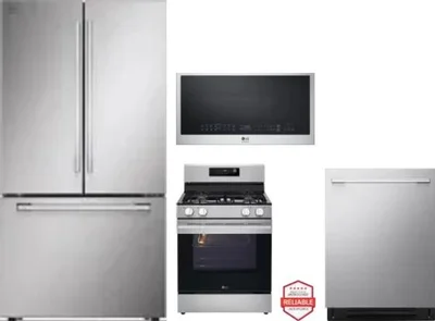 4 Piece Package Includes Refrigerator, Range, Microwave And Dishwasher