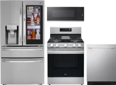 4 Piece Package Includes Refrigerator, Range, Microwave And Dishwasher