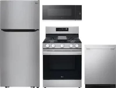 4 Piece Package Includes Refrigerator, Range, Microwave And Dishwasher