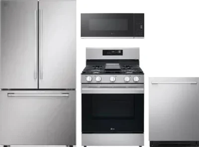 4 Piece Package Includes Refrigerator, Range, Microwave And Dishwasher