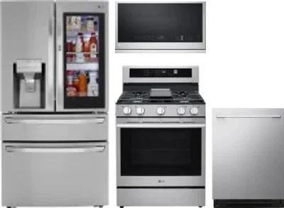 4 Piece Package Includes Refrigerator, Range, Microwave And Dishwasher