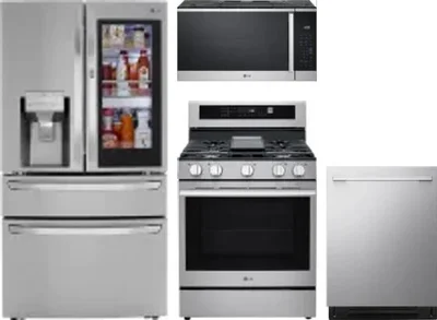 4 Piece Package Includes Refrigerator, Range, Microwave And Dishwasher