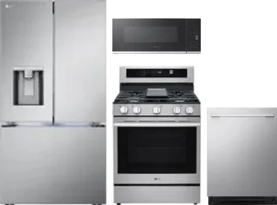 4 Piece Package Includes Refrigerator, Range, Microwave And Dishwasher