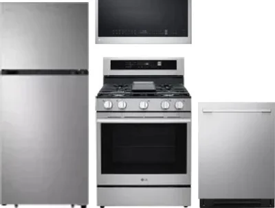 4 Piece Package Includes Refrigerator, Range, Microwave And Dishwasher