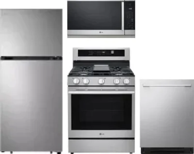 4 Piece Package Includes Refrigerator, Range, Microwave And Dishwasher