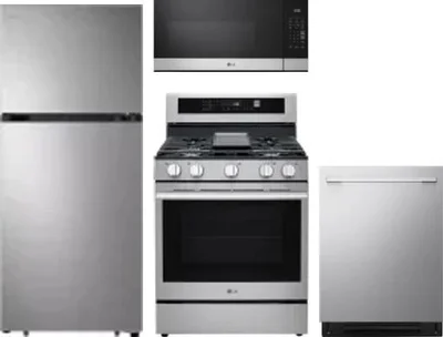 4 Piece Package Includes Refrigerator, Range, Microwave And Dishwasher