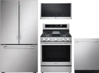 4 Piece Package Includes Refrigerator, Range, Microwave And Dishwasher