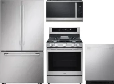 4 Piece Package Includes Refrigerator, Range, Microwave And Dishwasher