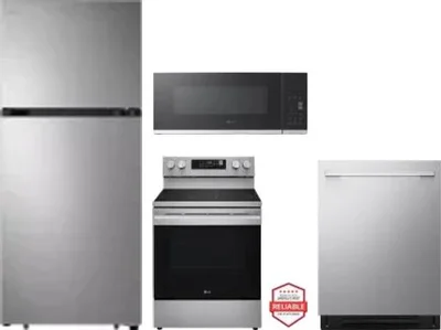 4 Piece Package Includes Refrigerator, Range, Microwave And Dishwasher