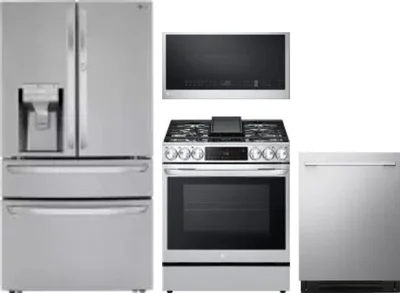 4 Piece Package Includes Refrigerator, Range, Microwave And Dishwasher