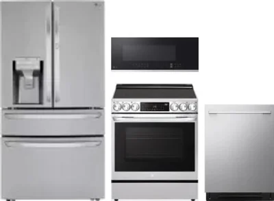 4 Piece Package Includes Refrigerator, Range, Microwave And Dishwasher