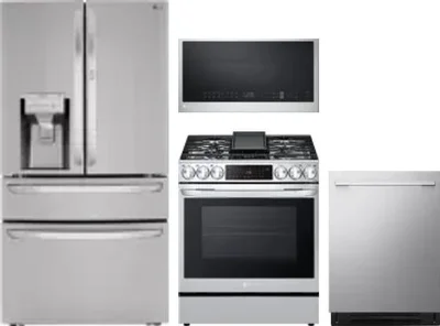 4 Piece Package Includes Refrigerator, Range, Microwave And Dishwasher