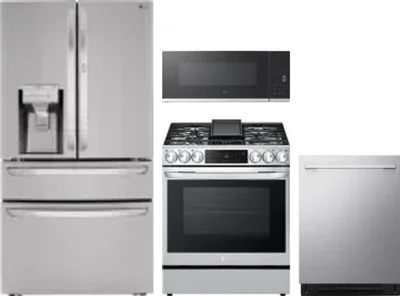 4 Piece Package Includes Refrigerator, Range, Microwave And Dishwasher