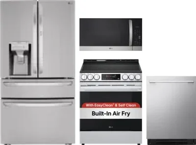 4 Piece Package Includes Refrigerator, Range, Microwave And Dishwasher
