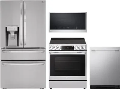 4 Piece Package Includes Refrigerator, Range, Microwave And Dishwasher
