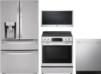 4 Piece Package Includes Refrigerator, Range, Microwave And Dishwasher
