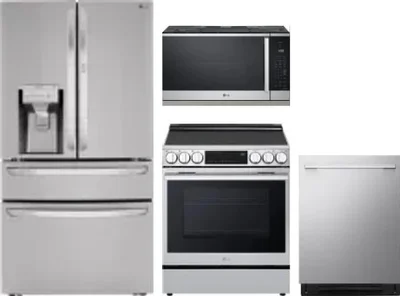 4 Piece Package Includes Refrigerator, Range, Microwave And Dishwasher