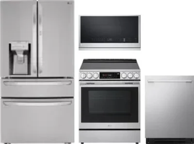 4 Piece Package Includes Refrigerator, Range, Microwave And Dishwasher
