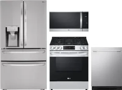 4 Piece Package Includes Refrigerator, Range, Microwave And Dishwasher
