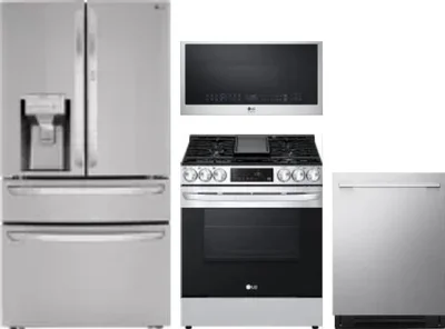 4 Piece Package Includes Refrigerator, Range, Microwave And Dishwasher