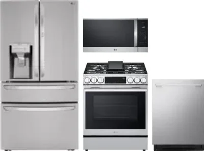 4 Piece Package Includes Refrigerator, Range, Microwave And Dishwasher