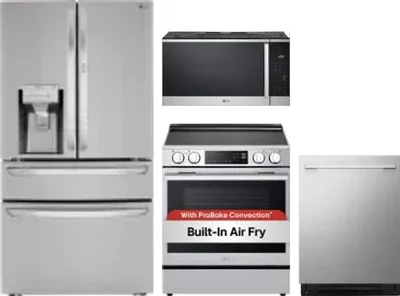 4 Piece Package Includes Refrigerator, Range, Microwave And Dishwasher