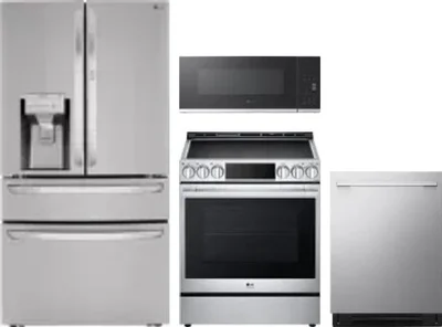 4 Piece Package Includes Refrigerator, Range, Microwave And Dishwasher