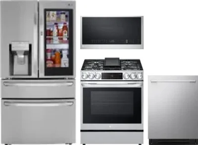 4 Piece Package Includes Refrigerator, Range, Microwave And Dishwasher