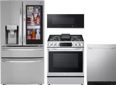 4 Piece Package Includes Refrigerator, Range, Microwave And Dishwasher