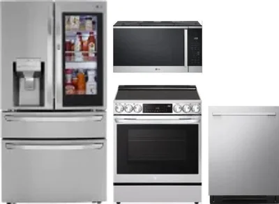 4 Piece Package Includes Refrigerator, Range, Microwave And Dishwasher