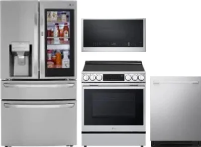 4 Piece Package Includes Refrigerator, Range, Microwave And Dishwasher