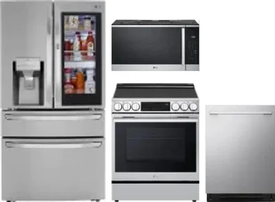 4 Piece Package Includes Refrigerator, Range, Microwave And Dishwasher