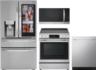 4 Piece Package Includes Refrigerator, Range, Microwave And Dishwasher