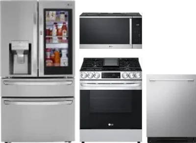4 Piece Package Includes Refrigerator, Range, Microwave And Dishwasher