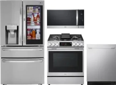 4 Piece Package Includes Refrigerator, Range, Microwave And Dishwasher