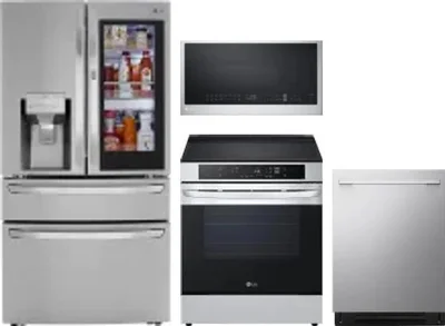 4 Piece Package Includes Refrigerator, Range, Microwave And Dishwasher
