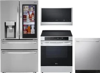 4 Piece Package Includes Refrigerator, Range, Microwave And Dishwasher