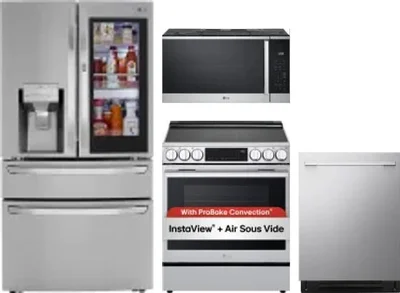 4 Piece Package Includes Refrigerator, Range, Microwave And Dishwasher