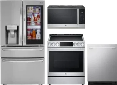 4 Piece Package Includes Refrigerator, Range, Microwave And Dishwasher