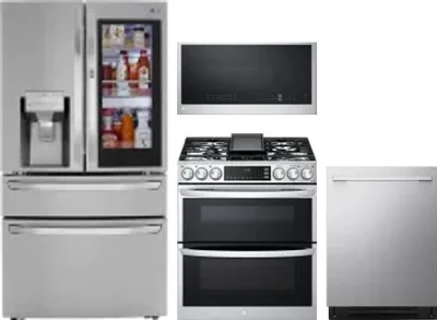 4 Piece Package Includes Refrigerator, Range, Microwave And Dishwasher