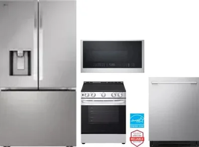 4 Piece Package Includes Refrigerator, Range, Microwave And Dishwasher